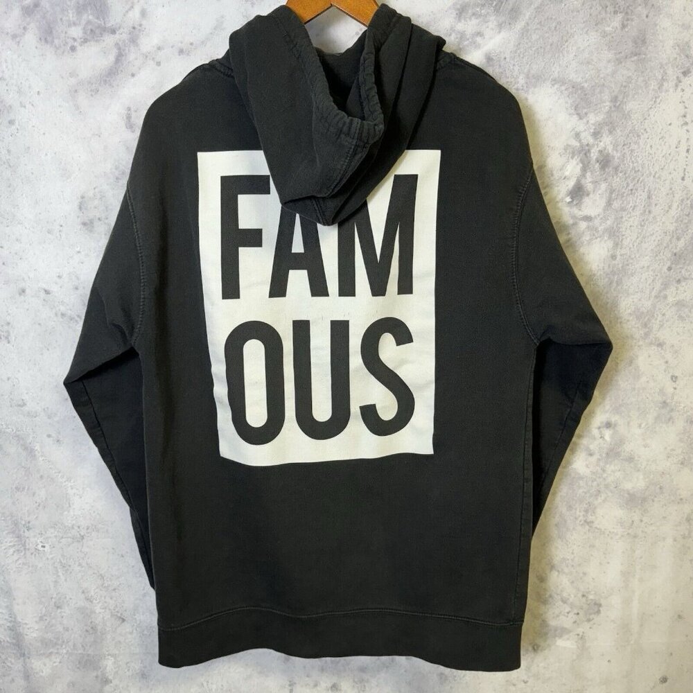 Famous Hoodie Sweatshirt Mens Medium Black Full Zip
